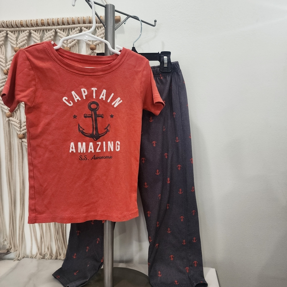 [ Carter's] size 6, boys coral and gray pajama set- " captain awesome "⚓️🔱 - Picture 12 of 13